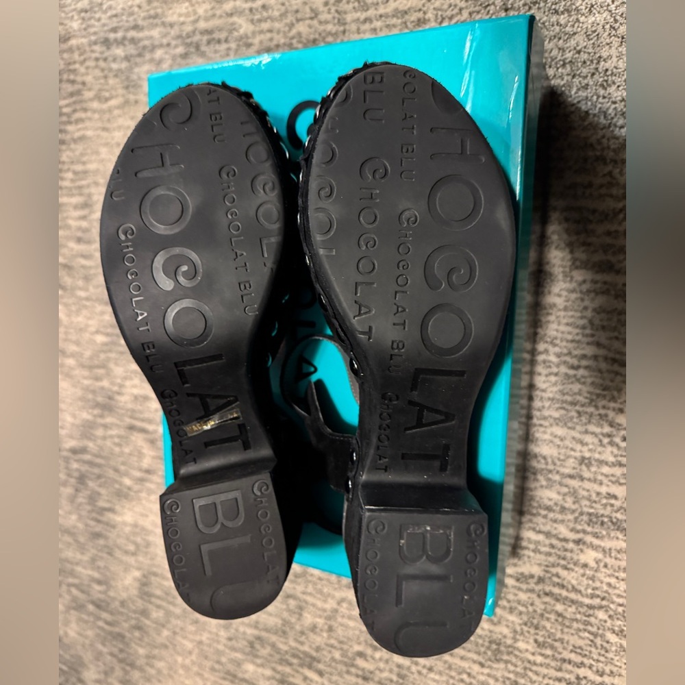 Chocolat Blu Black Suede Studded Mules - Picture 7 of 8